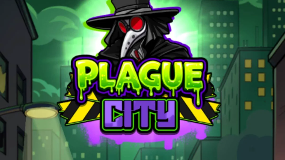 Isang madilim at apocalyptic na eksena mula sa Plague City slot na nagpapakita ng mga mutated na nilalang at laboratoryo.